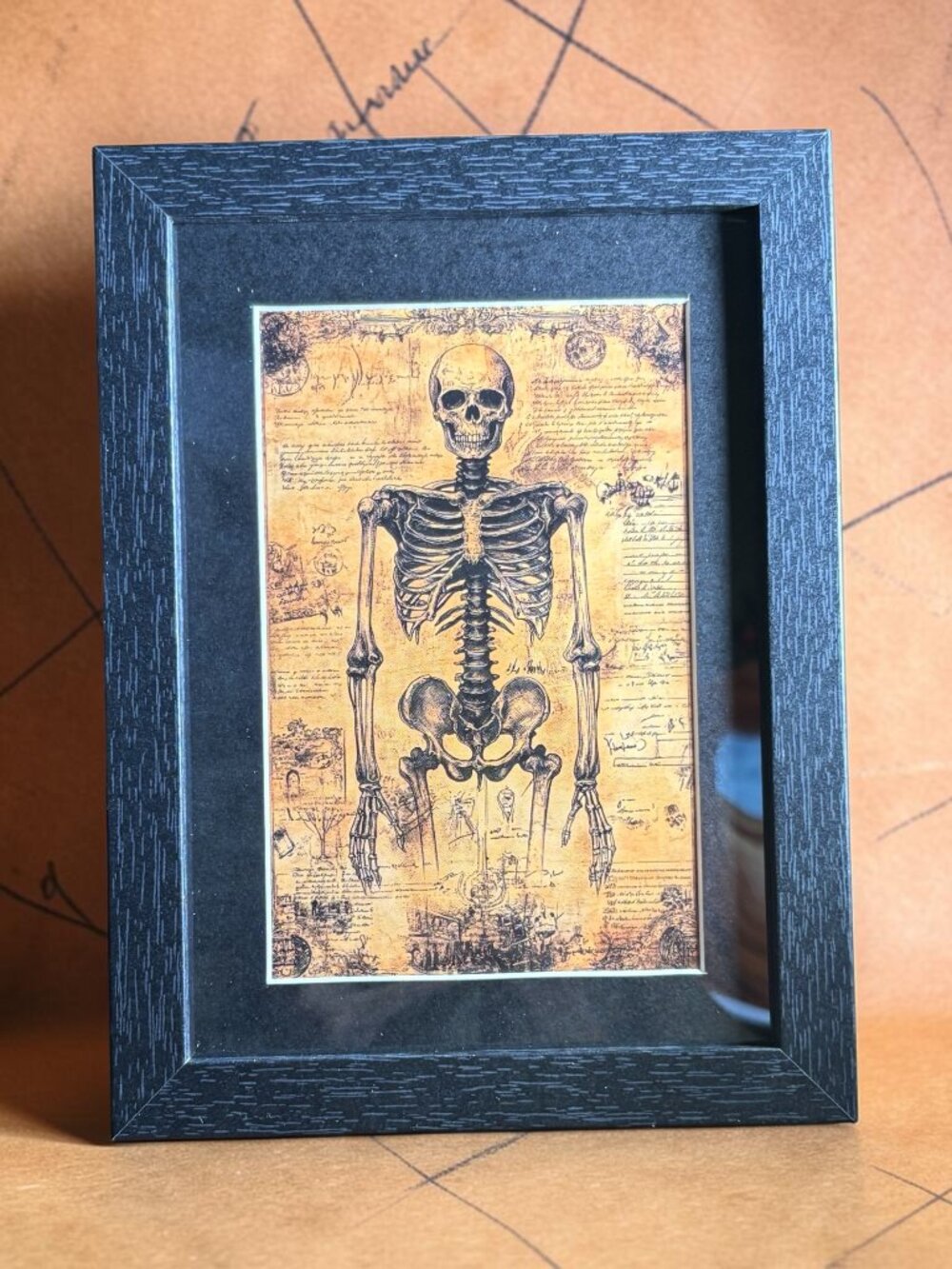 Vintage Anatomy Skeleton Framed Art | 5x7 Gothic Décor
